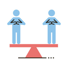 persons silhouettes in scale balance line and fill style icon