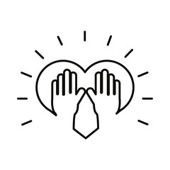 hands in heart love symbol line style icon