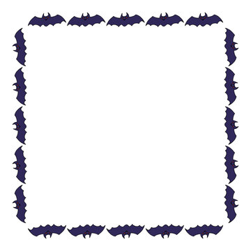 Square frame with violet bat. Vector image.
