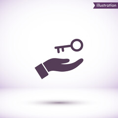 key in hand icon , lorem ipsum Flat design