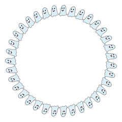 Round frame with ghost for Halloween. Vector image.