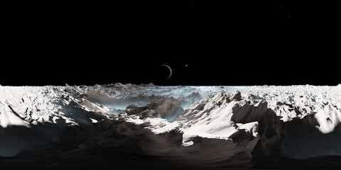 360 degree Europa surface, mysterious icy moon of Jupiter, equirectangular projection, environment map. HDRI spherical panorama