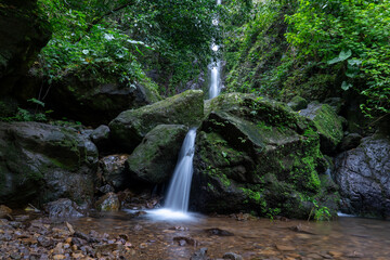 Waterfall in rain forest at Nation park, Nakhon Nayok, Thailand.