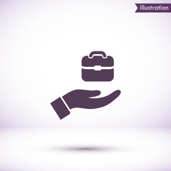 Bag in hand icon , lorem ipsum Flat design
