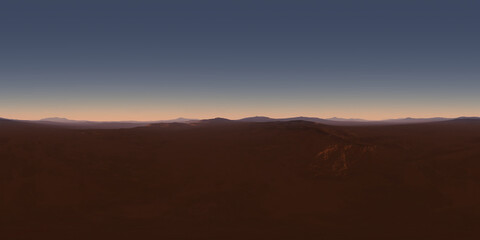 Fototapeta na wymiar 360 degree night desert landscape. Equirectangular projection, environment map, HDRI spherical panorama.