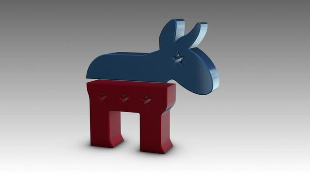 Democratic party symbols - rotation loop - 3D model animation on a white background