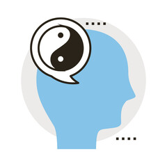 profile with yin yang symbol in speech bubble line and fill style icon