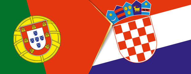 Portugal and Croatia flags, two vector flags.