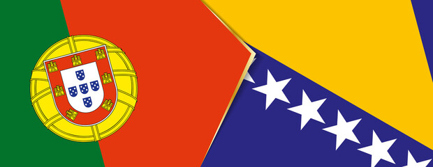 Portugal and Bosnia and Herzegovina flags, two vector flags.