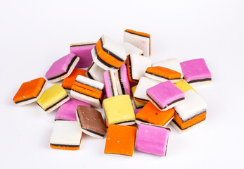 Licorice candy on the white background