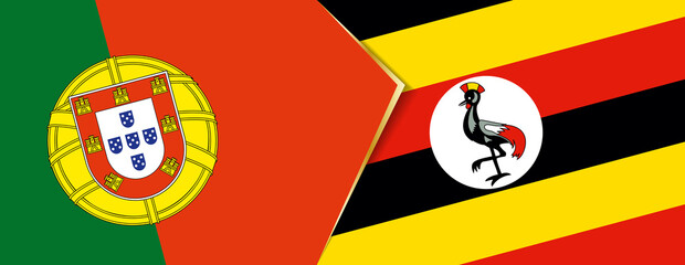 Portugal and Uganda flags, two vector flags.