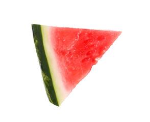 Slice of delicious ripe watermelon isolated on white