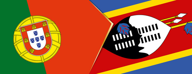 Portugal and Swaziland flags, two vector flags.