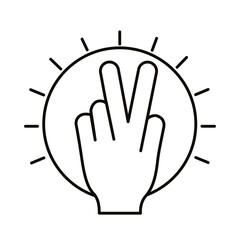 hands with peace and love symbol line style icon