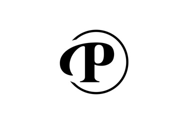 P alphabet letter logo icon in simple black and white color. Elegant and creative circle design for business and company