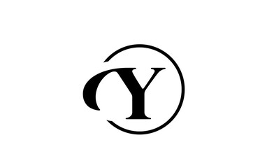 Y alphabet letter logo icon in simple black and white color. Elegant and creative circle design for business and company
