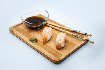 Sushi rolls on a table