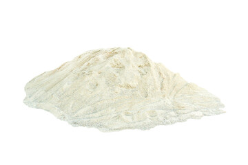 sand cone - ore of mining industry isolated on white background. A pile of white construction sand.
