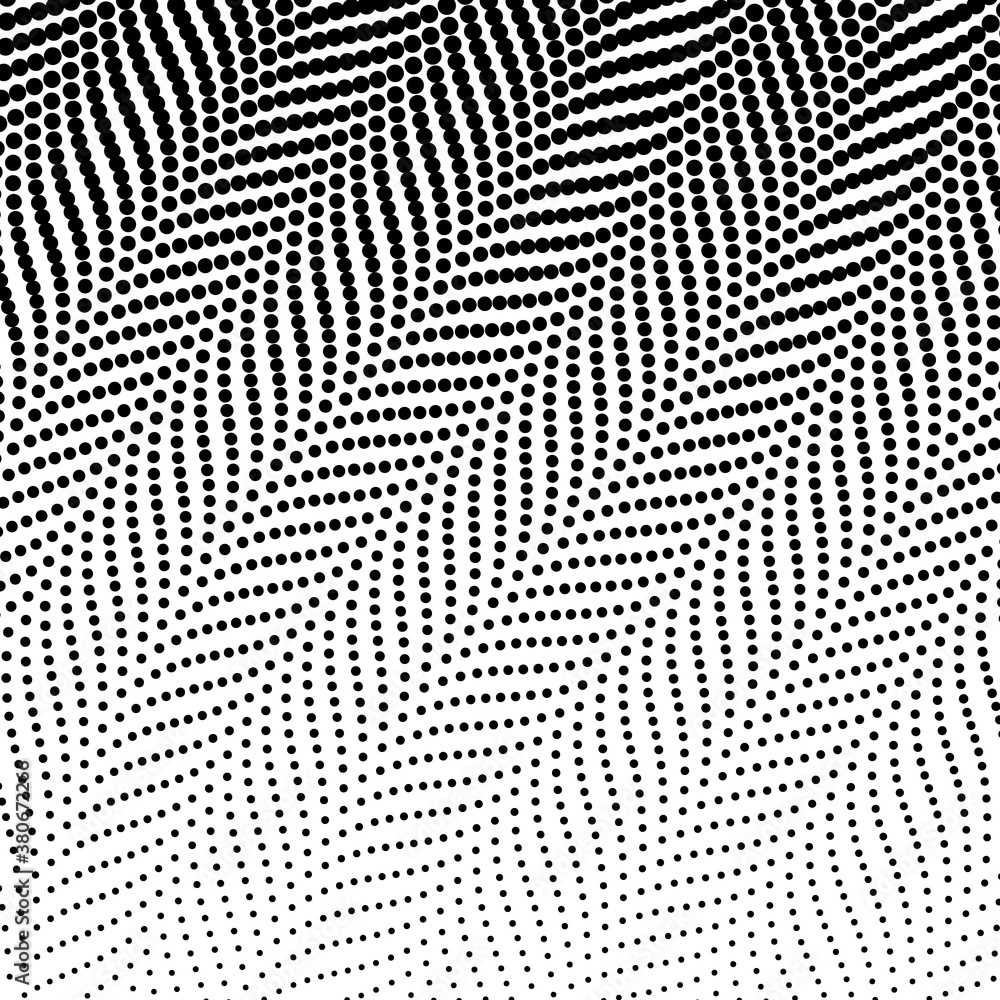 Poster halftone black dots pattern on a white background with leaf design