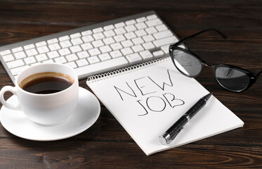 Open A Blank White Notebook, Pen And Coffee On The Desk