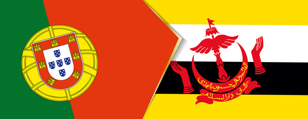 Fototapeta na wymiar Portugal and Brunei flags, two vector flags.