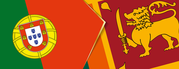 Portugal and Sri Lanka flags, two vector flags.