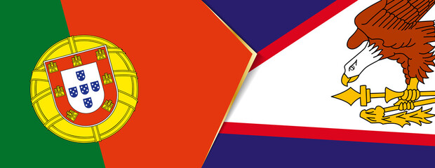 Portugal and American Samoa flags, two vector flags.