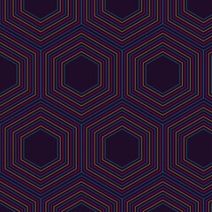 An abstract seamless multicolored hexagon pattern background image.