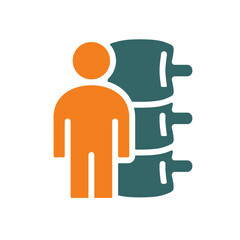 Spine with man colored icon. Human spinal canal symbol