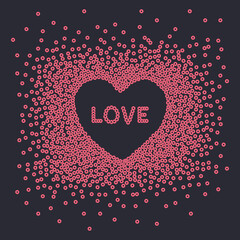 Love Heart Sequin Embellishment Slogan Artwork for Apparel and Other Uses