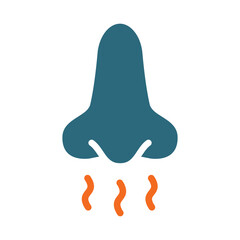 Nose and smell colored icon. Breath, inhalation pleasant aroma, sense of smell symbol