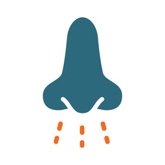 Obraz premium Nose and aroma colored icon. Breath, inhalation stench, respiration symbol
