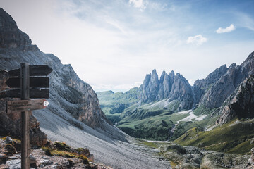 cross point above the valley in Italian mountains.