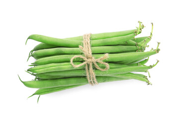 Fototapeta premium Delicious fresh green beans isolated on white