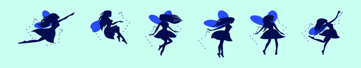 set of pixie dust cartoon icon design template with various models. vector illustration isolated on blue background