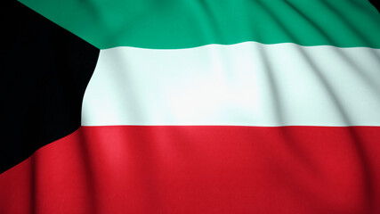 Waving realistic Kuwait flag background. 3d illustration