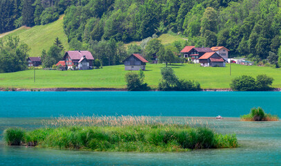 Obraz premium Lungern Old medieval village in the swiss alps.