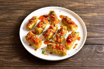 Cabbage rolls stuffed with ground beef and rice