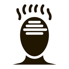 High Fever Temperature Man Head Silhouette glyph icon . Tension And Cluster, Migraine And Stress Symptom Pictogram. Human Head Healthcare Monochrome Illustration