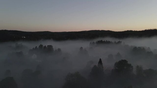 Drone sunrise mission in Bor&aring;s Sweden. Amazing views with the foggy morning.