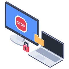 
Cyber security system in isometric icon
