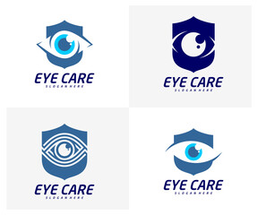 Set of Eye shield logo design vector template, Creative eye logo concept, Icon symbol, Illustration