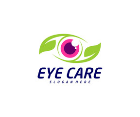Eye leaf logo design vector template, Creative eye logo concept, Icon symbol, Illustration