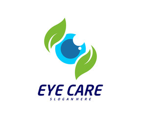 Eye leaf logo design vector template, Creative eye logo concept, Icon symbol, Illustration