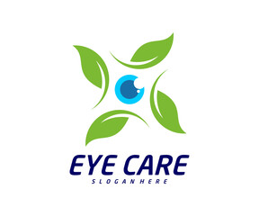 Eye leaf logo design vector template, Creative eye logo concept, Icon symbol, Illustration