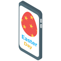 
Icon of online easter congratulation in isometric design.
