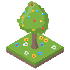 
Easter tree, isometric design icon 
