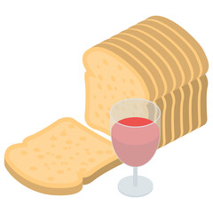 
Icon of bread in isometric design.
