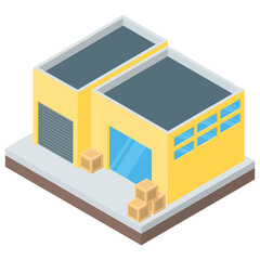 
Warehouse icon of isometric design.
