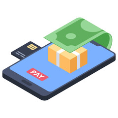 
Isometric design of online payment icon.
